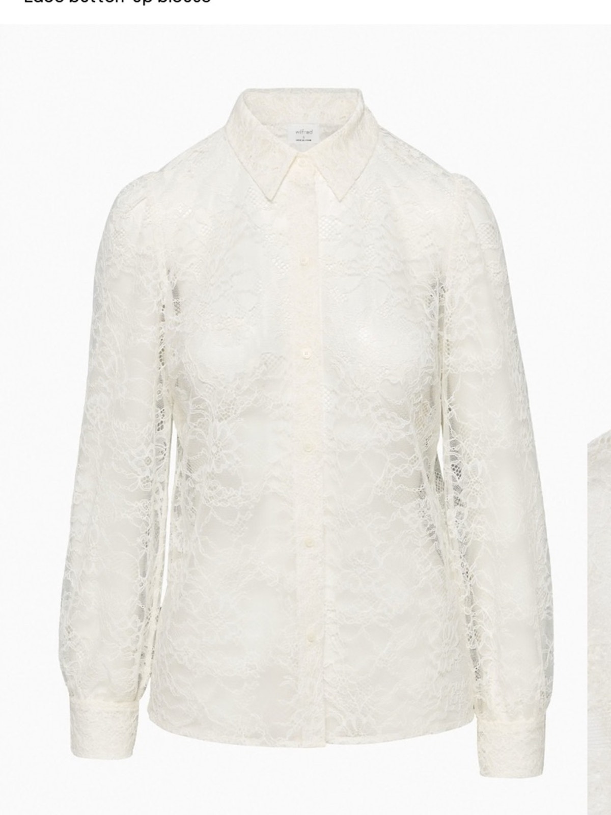 Wilfred Aritzia Fleur Cream Ivory Lace Button-Up Blouse Size 2xs